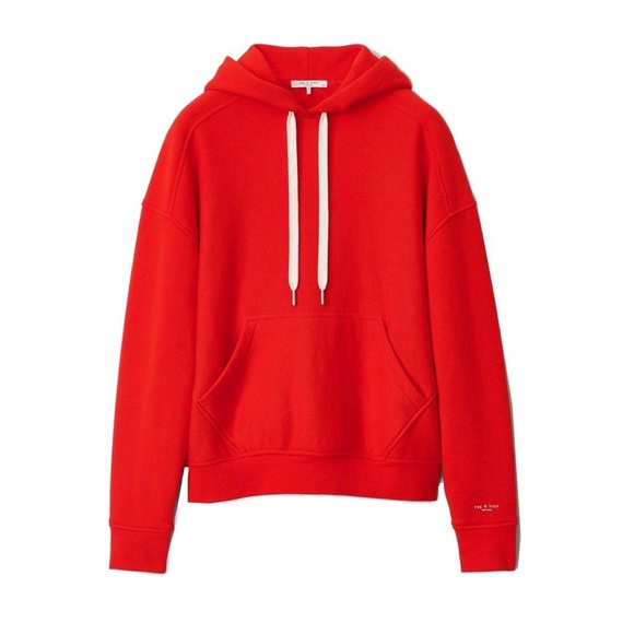 RAG & BONE Battle Red City Terry Organic Cotton Hoodie Sweatshirt Size S - Picture 3 of 15